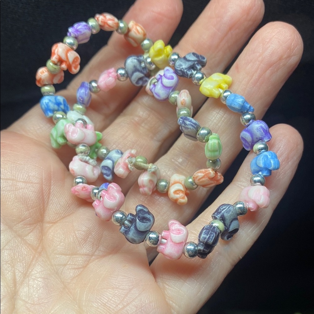 Hand Crafted Colorful Kids Elephant Beaded Bracelet